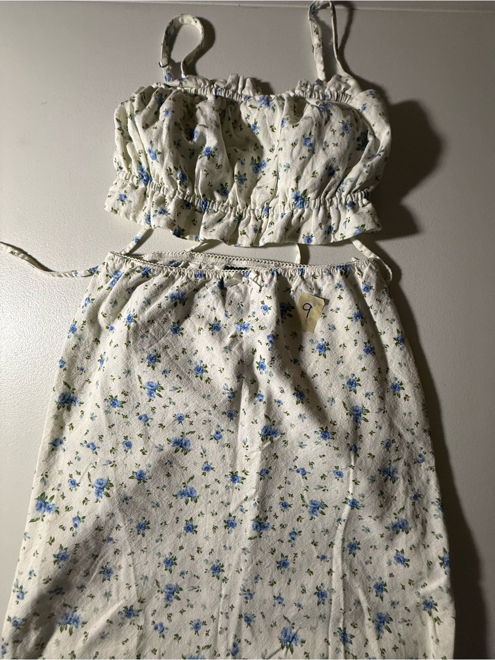 Wild Fable Blue Floral Crop Top & Maxi Skirt Matching Set( top s - bottom xs)